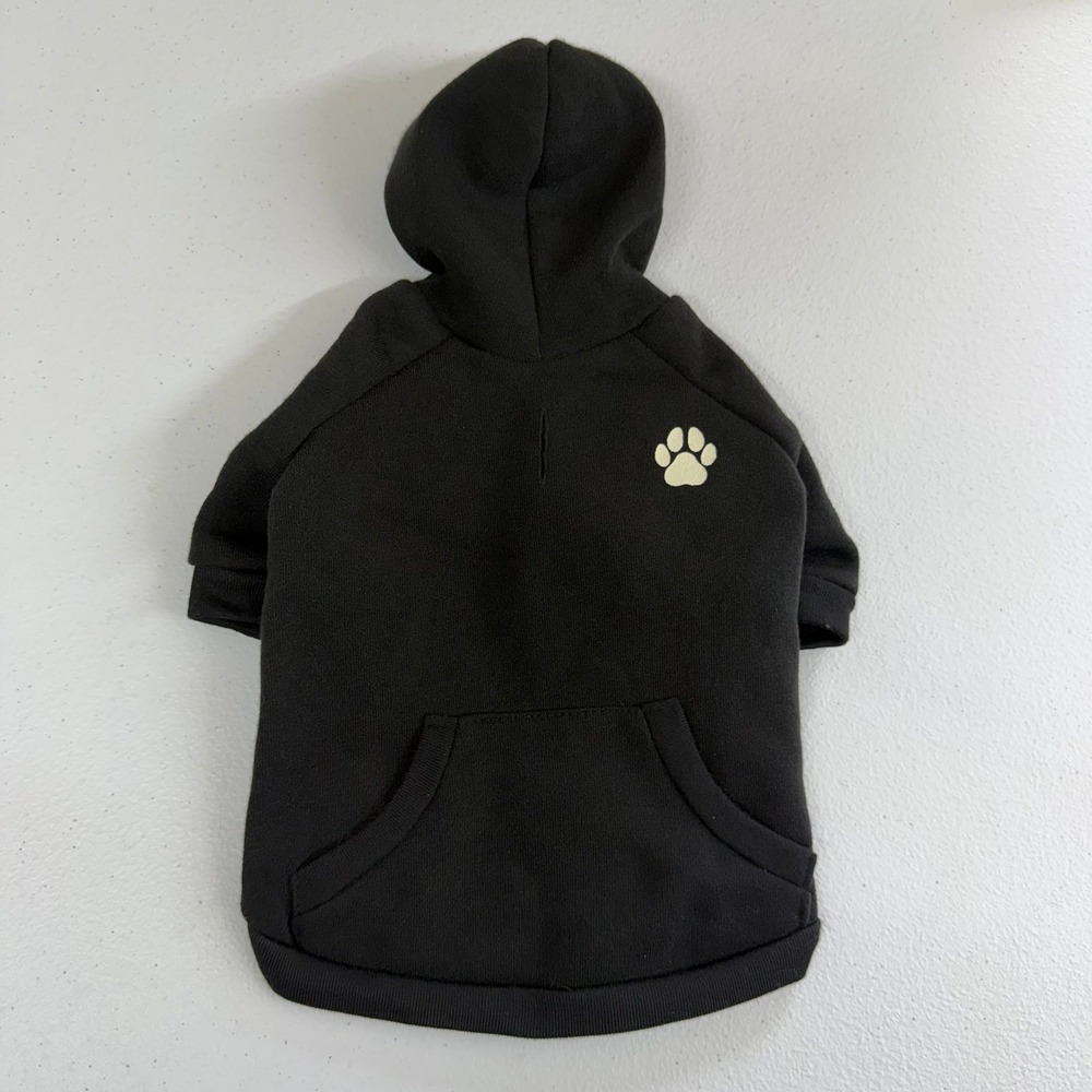 Top Paw black hooded‎ pullover fleece lined dog pet jacket sweatshirt coat
